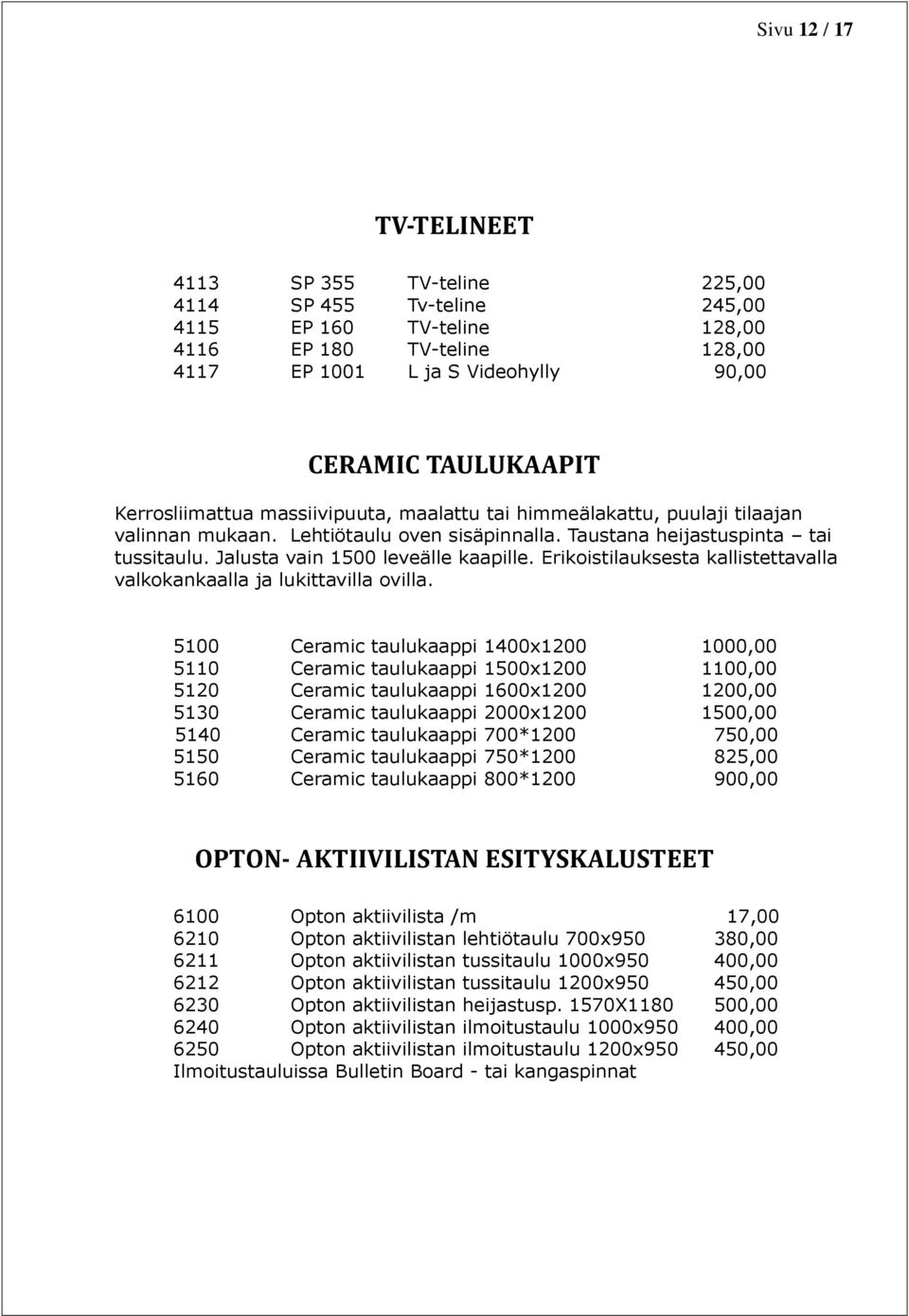 Erikoistilauksesta kallistettavalla valkokankaalla ja lukittavilla ovilla.