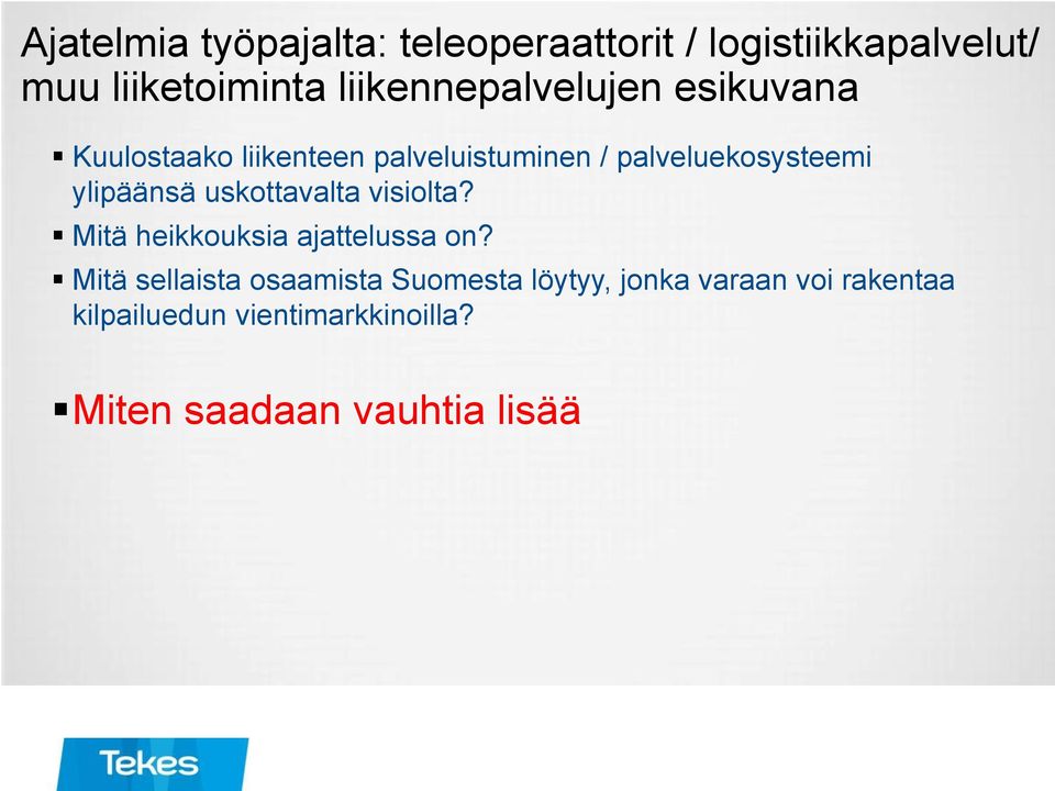 ylipäänsä uskottavalta visiolta? Mitä heikkouksia ajattelussa on?