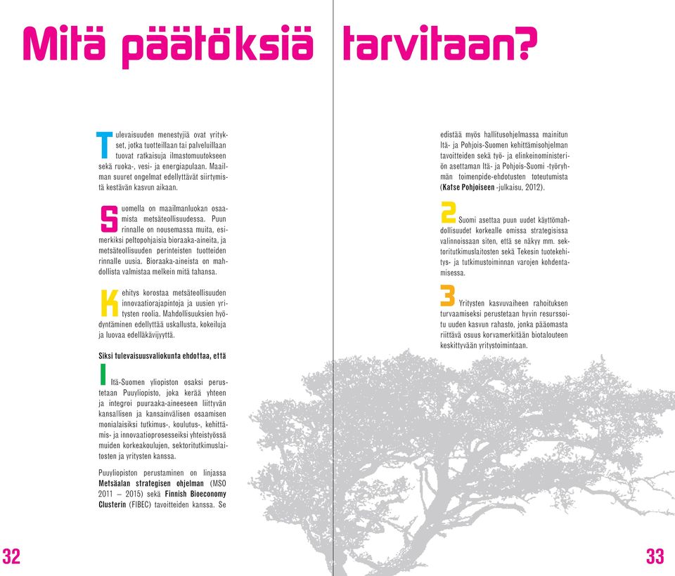 Puun rinnalle on nousemassa muita, esimerkiksi peltopohjaisia bioraaka-aineita, ja metsäteollisuuden perinteisten tuotteiden rinnalle uusia.