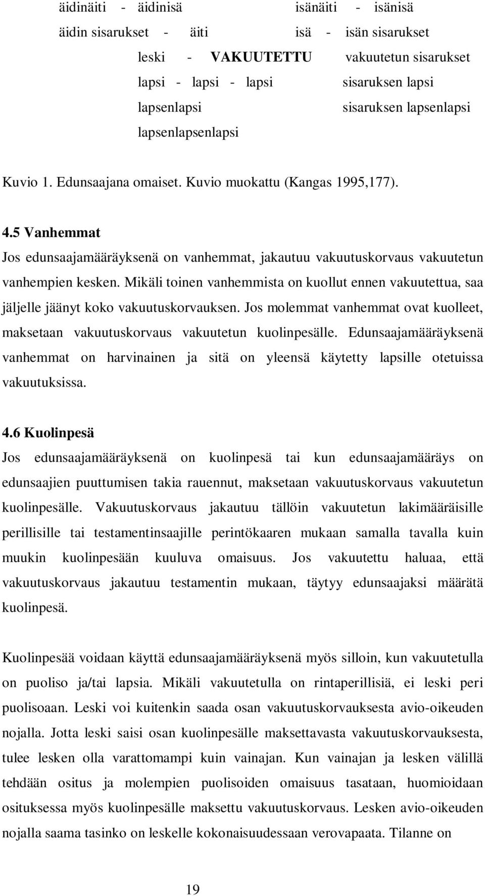 5 Vanhemmat Jos edunsaajamääräyksenä on vanhemmat, jakautuu vakuutuskorvaus vakuutetun vanhempien kesken.