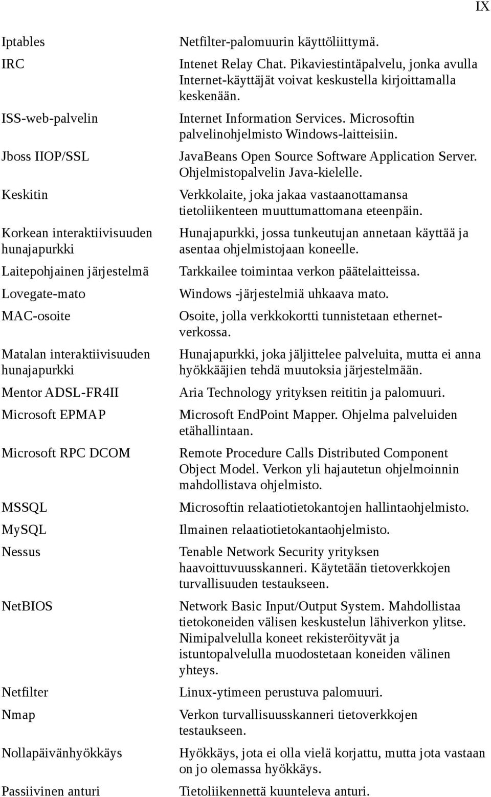 Pikaviestintäpalvelu, jonka avulla Internet-käyttäjät voivat keskustella kirjoittamalla keskenään. Internet Information Services. Microsoftin palvelinohjelmisto Windows-laitteisiin.