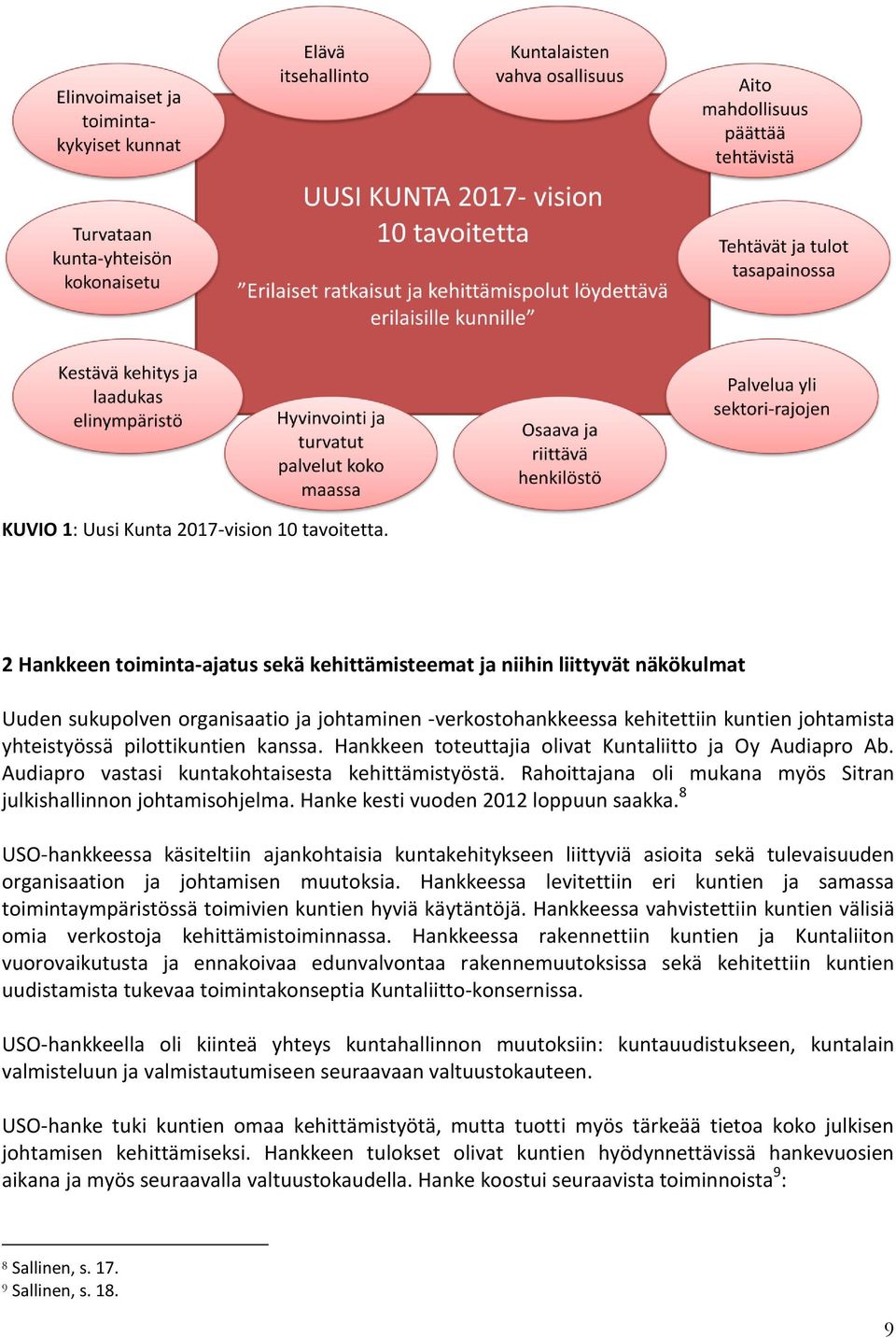 pilottikuntien kanssa. Hankkeen toteuttajia olivat Kuntaliitto ja Oy Audiapro Ab. Audiapro vastasi kuntakohtaisesta kehittämistyöstä.