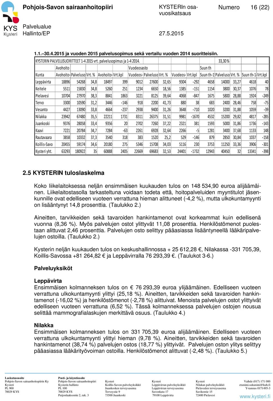 14,8 prosenttia. (Taulukko 2.) Aineitten, tarvikkeiden sekä tavaroiden hankintamenot ovat korkeammat kuin edellisenä vuonna (8,36 %). Myös palvelujen ostot ylittyvät 11,08 prosenttia.