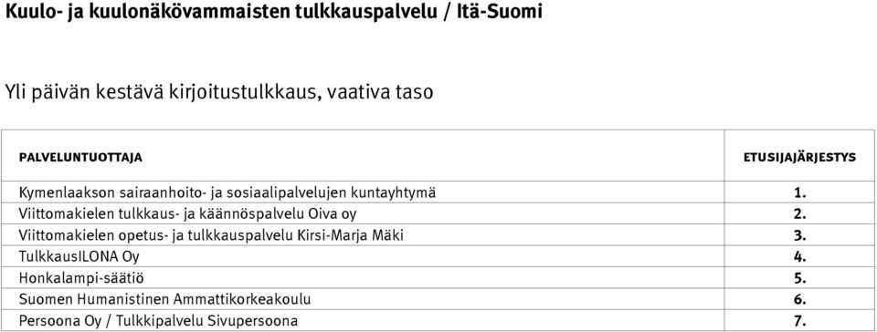 Viittomakielen opetus- ja tulkkauspalvelu Kirsi-Marja Mäki 3.