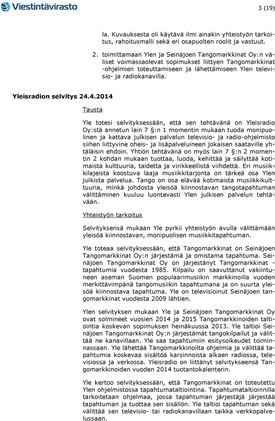 Yleisradion selvitys 24.