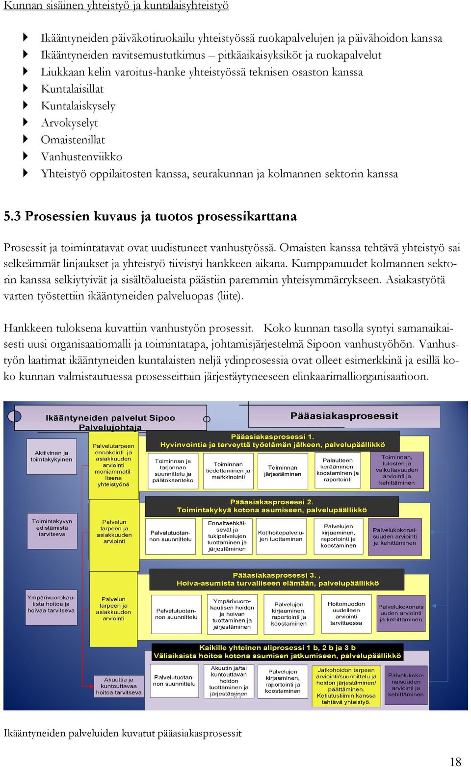 sektorin kanssa 5.3 Prosessien kuvaus ja tuotos prosessikarttana Prosessit ja toimintatavat ovat uudistuneet vanhustyössä.