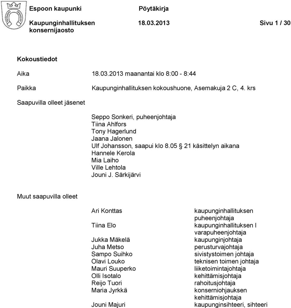 05 21 käsittelyn aikana Hannele Kerola Mia Laiho Ville Lehtola Jouni J.