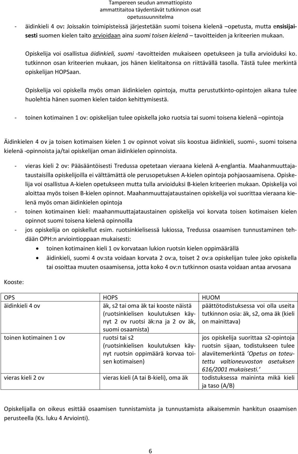 Tästä tulee merkintä opiskelijan HOPSaan. voi opiskella myös oman äidinkielen opintoja, mutta perustutkinto-opintojen aikana tulee huolehtia hänen suomen kielen taidon kehittymisestä.