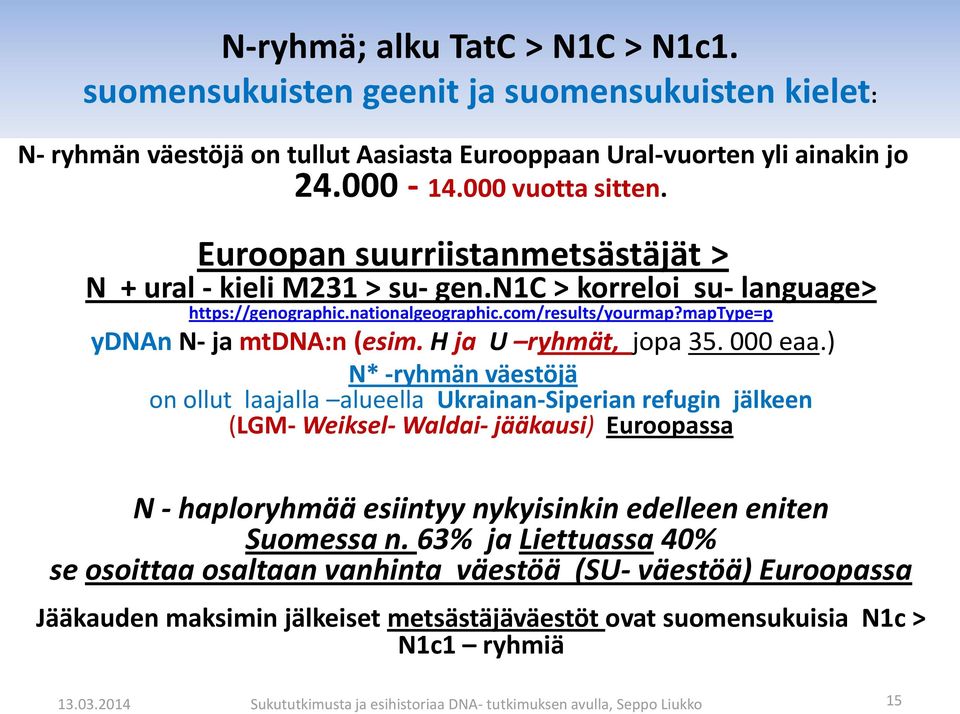 H ja U ryhmät, jopa 35. 000 eaa.