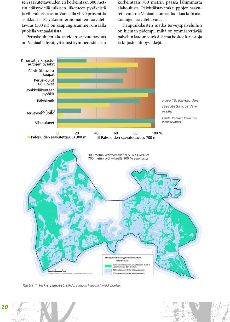 . Peruskoulujen ala-asteiden saavutettavuus on Vantaalla hyvä, yli kuusi kymmenestä asuu korkeintaan 700 metrin päässä lähimmästä alakoulusta.