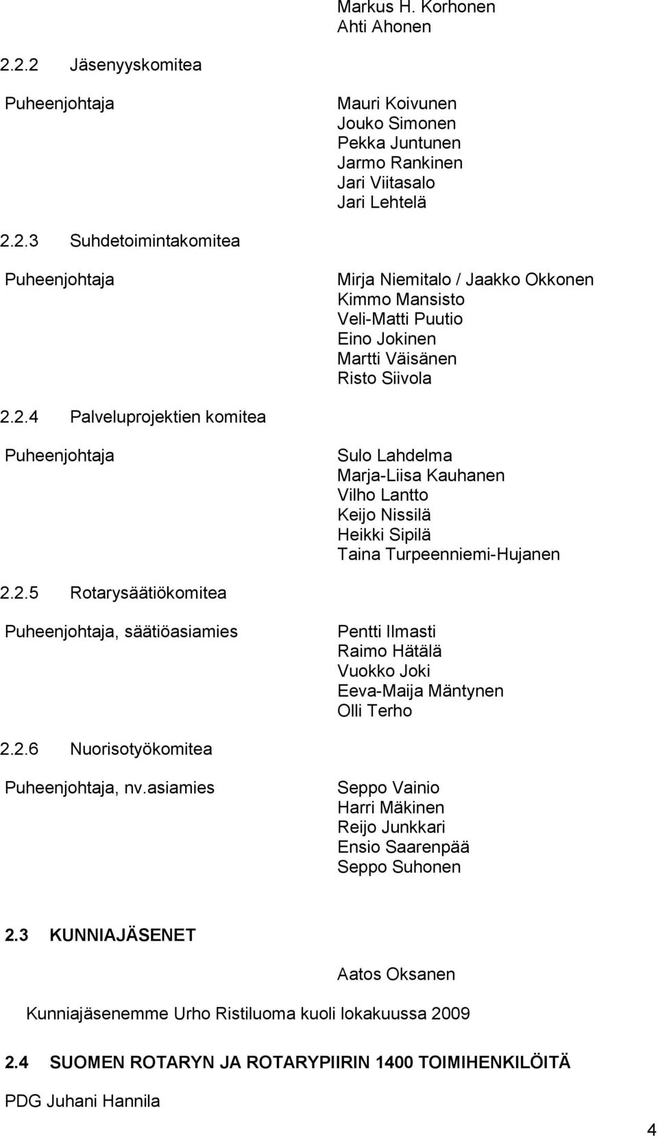2.6 Nuorisotyökomitea Puheenjohtaja, nv.asiamies Seppo Vainio Harri Mäkinen Reijo Junkkari Ensio Saarenpää Seppo Suhonen 2.
