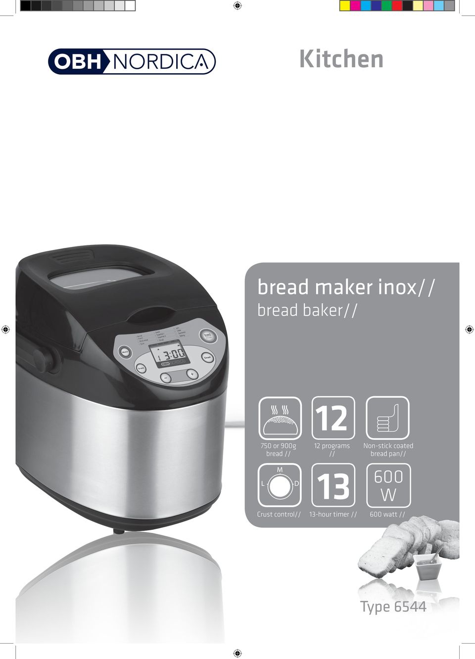 Non-stick coated bread pan// 600 W Crust