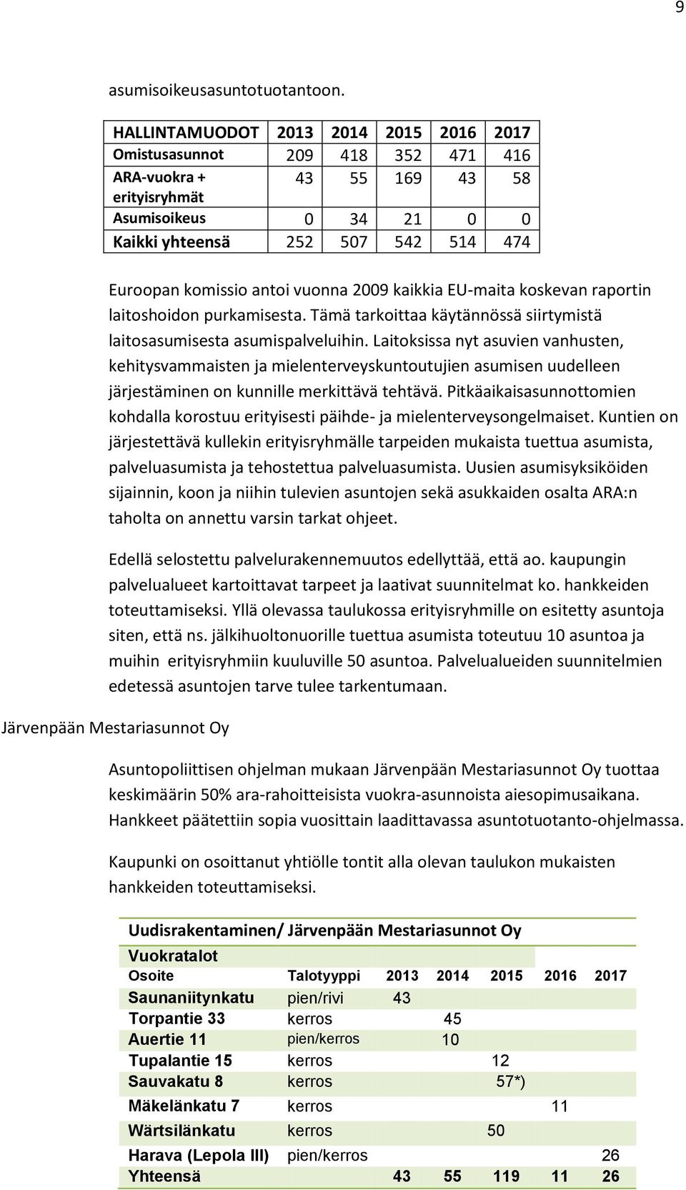 antoi vuonna 2009 kaikkia EU-maita koskevan raportin laitoshoidon purkamisesta. Tämä tarkoittaa käytännössä siirtymistä laitosasumisesta asumispalveluihin.