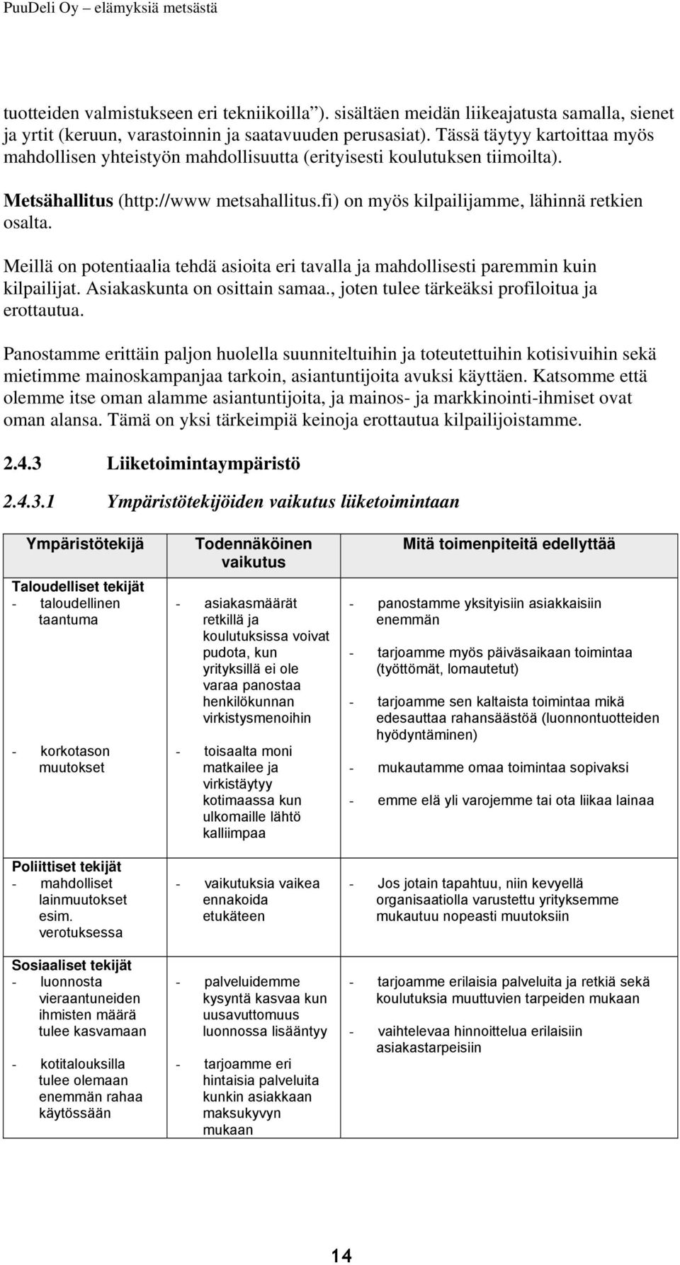 Meillä on potentiaalia tehdä asioita eri tavalla ja mahdollisesti paremmin kuin kilpailijat. Asiakaskunta on osittain samaa., joten tulee tärkeäksi profiloitua ja erottautua.