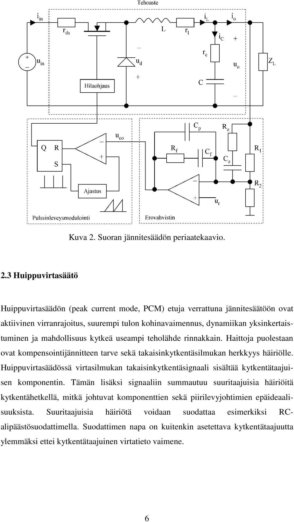 3 Hippvirtasäätö Hippvirtasäädön (peak crrent mode, PCM) etja verrattna jännitesäätöön ovat aktiivinen virranrajoits, srempi tlon kohinavaimenns, dynamiikan yksinkertaistminen ja mahdolliss kytkeä