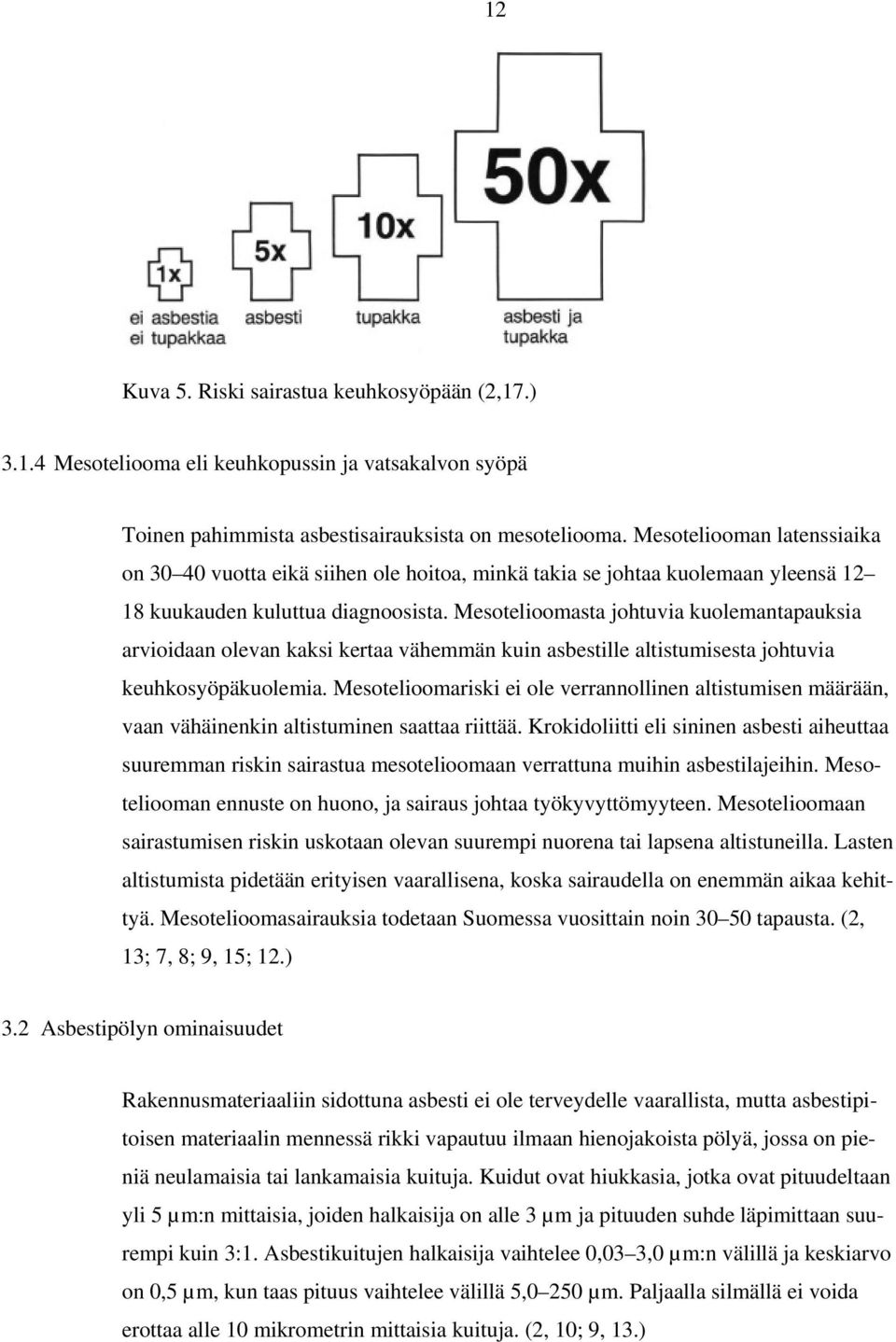 Mesotelioomasta johtuvia kuolemantapauksia arvioidaan olevan kaksi kertaa vähemmän kuin asbestille altistumisesta johtuvia keuhkosyöpäkuolemia.