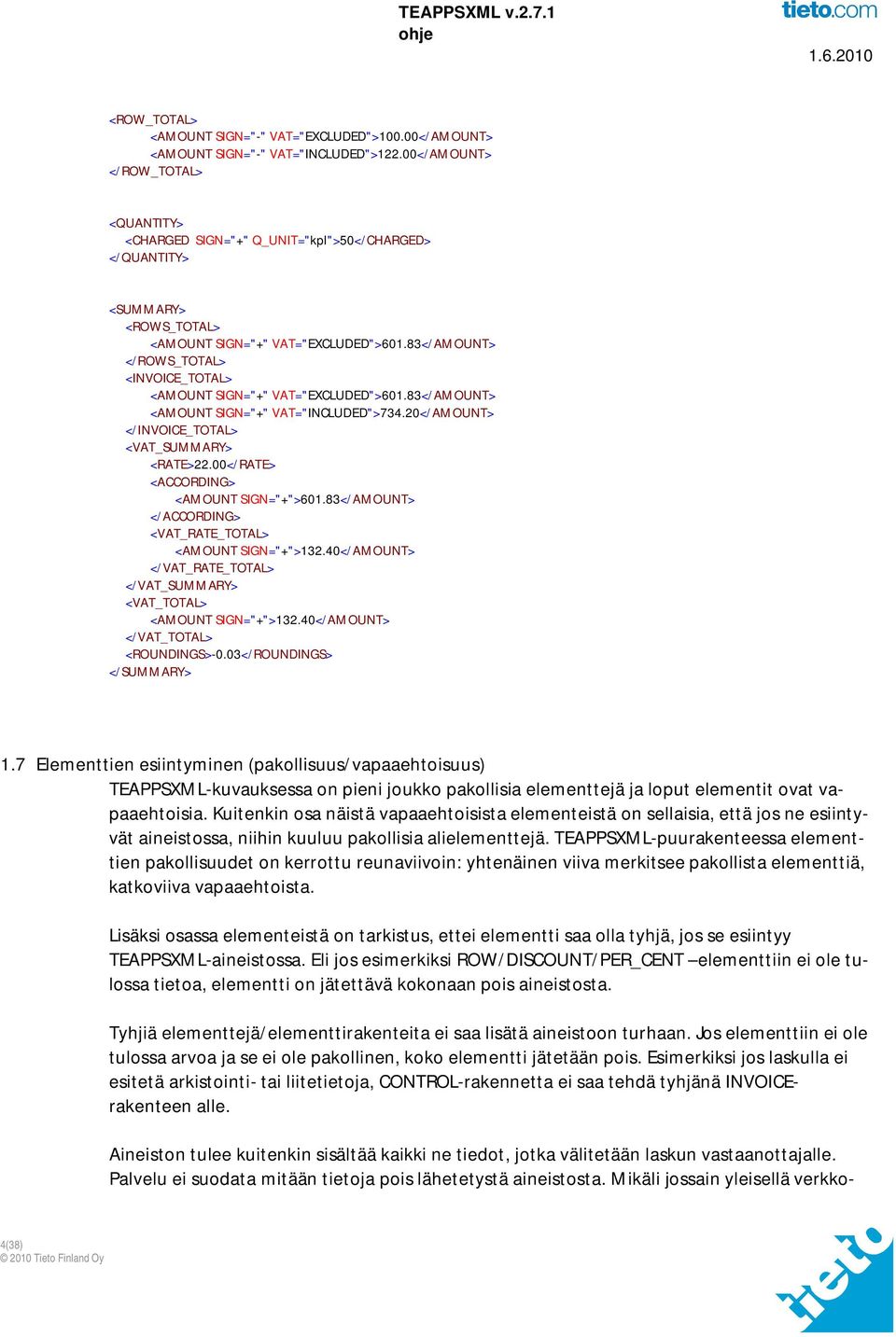 83</AMOUNT> </ROWS_TOTAL> <INVOICE_TOTAL> <AMOUNT SIGN="+" VAT="EXCLUDED">601.83</AMOUNT> <AMOUNT SIGN="+" VAT="INCLUDED">734.20</AMOUNT> </INVOICE_TOTAL> <VAT_SUMMARY> <RATE>22.