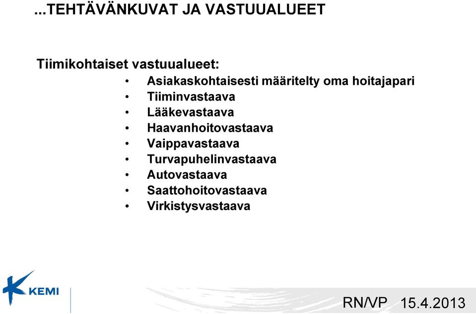 Tiiminvastaava Lääkevastaava Haavanhoitovastaava