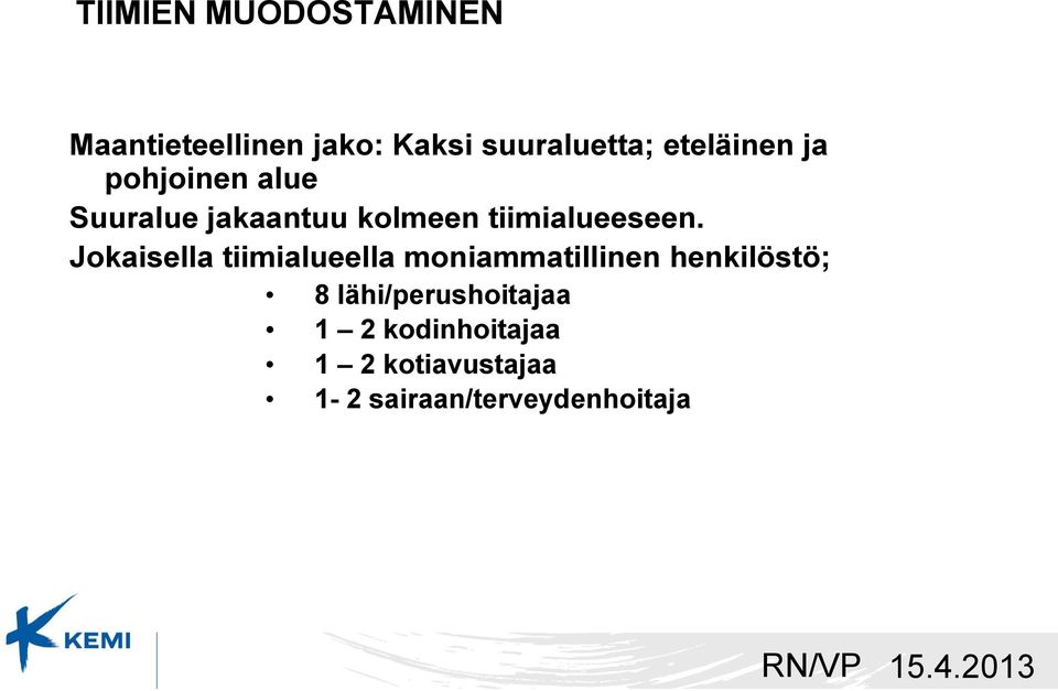 tiimialueeseen.