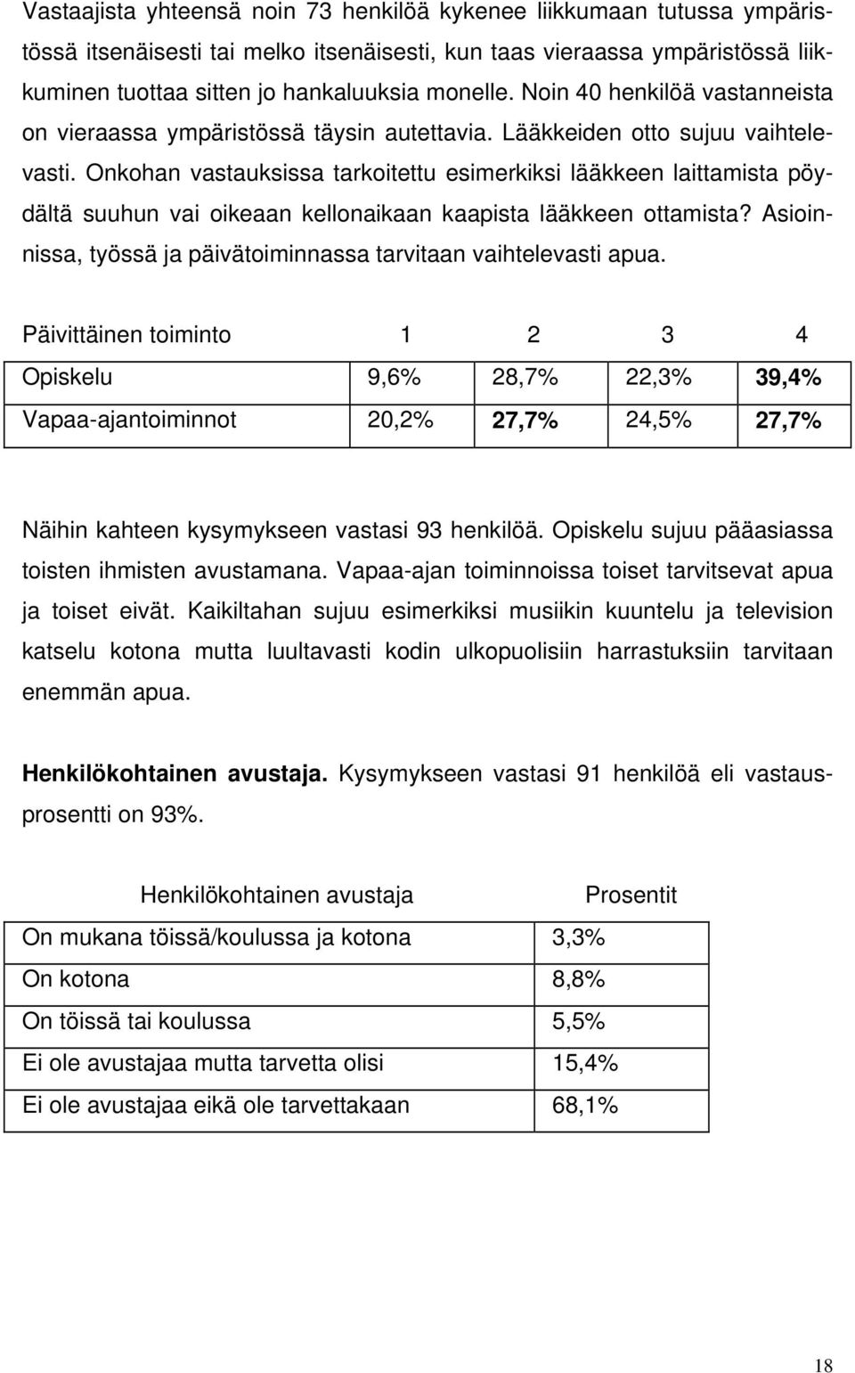 Onkohan vastauksissa tarkoitettu esimerkiksi lääkkeen laittamista pöydältä suuhun vai oikeaan kellonaikaan kaapista lääkkeen ottamista?