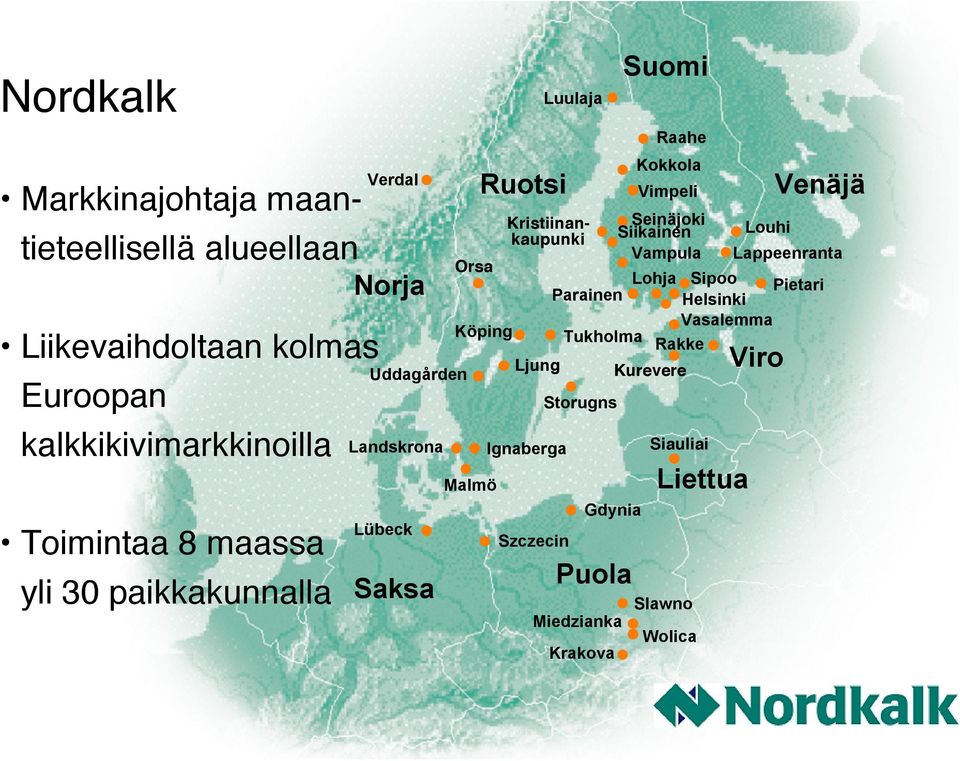 Lohja Sipoo Pietari Helsinki Vasalemma Tukholma Rakke Ljung Kurevere Viro Storugns Siauliai Ignaberga Liettua Malmö Gdynia