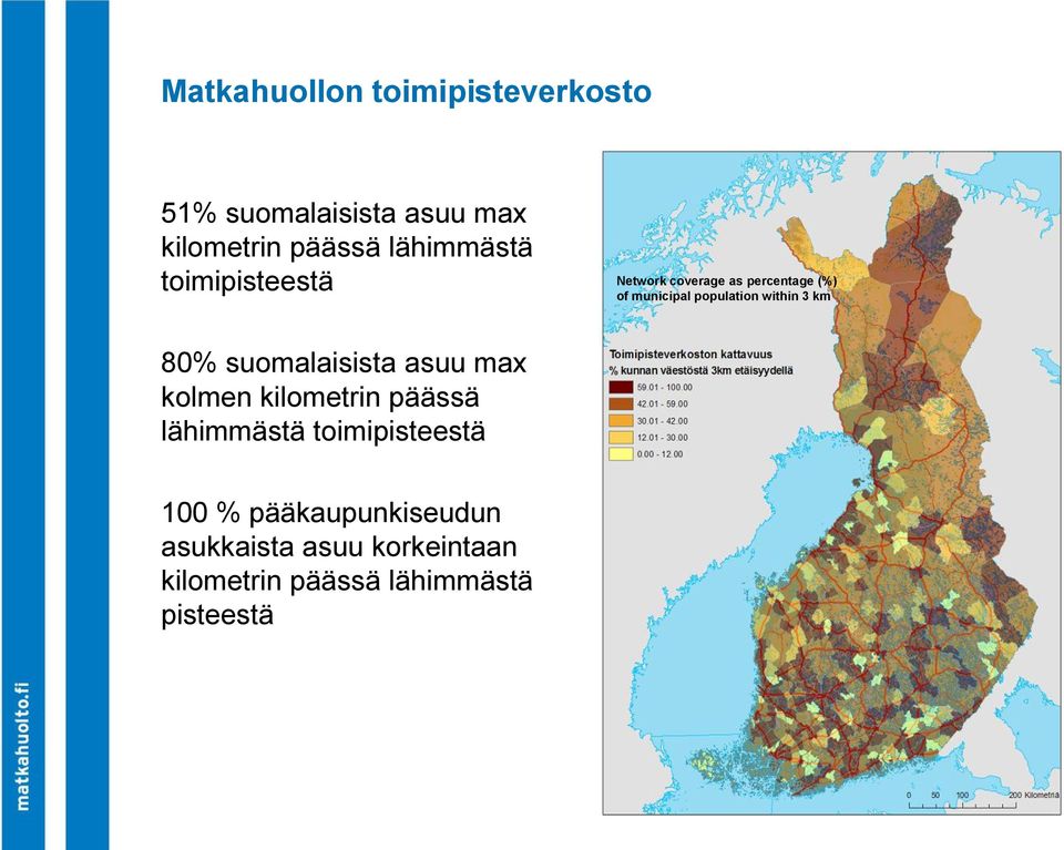 within 3 km 80% suomalaisista asuu max kolmen kilometrin päässä lähimmästä
