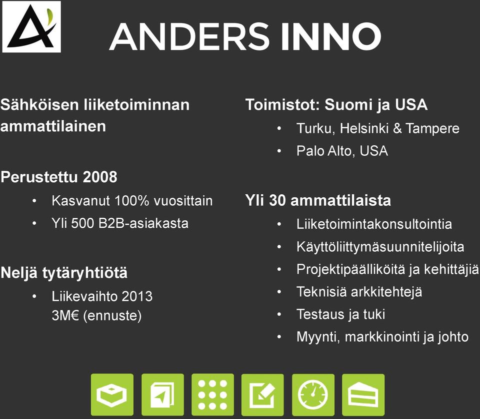 Helsinki & Tampere Palo Alto, USA Yli 30 ammattilaista Liiketoimintakonsultointia