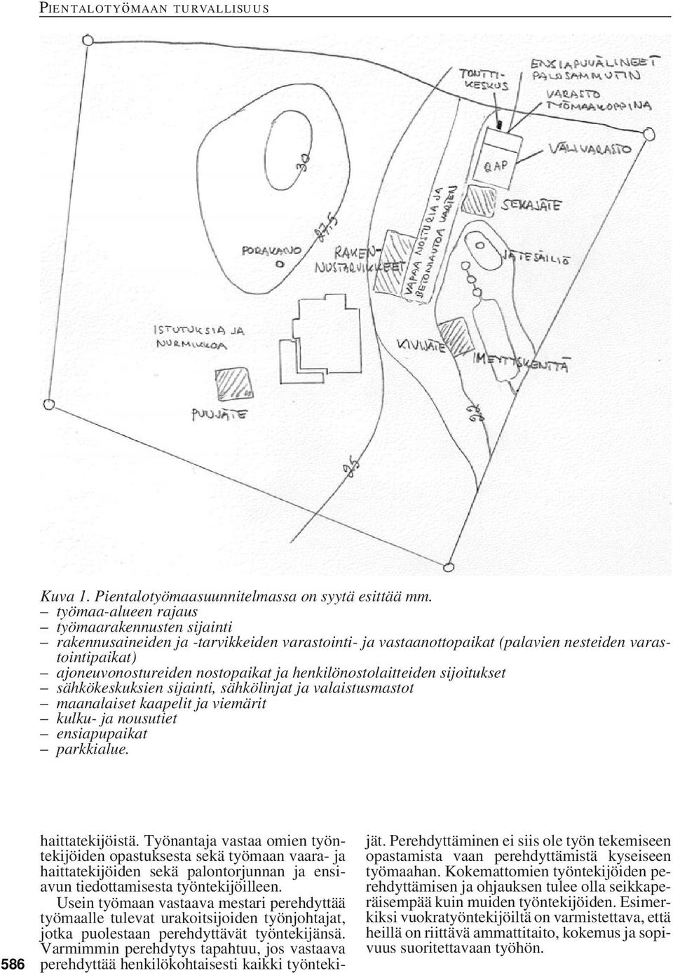 henkilönostolaitteiden sijoitukset sähkökeskuksien sijainti, sähkölinjat ja valaistusmastot maanalaiset kaapelit ja viemärit kulku- ja nousutiet ensiapupaikat parkkialue. 586 haittatekijöistä.