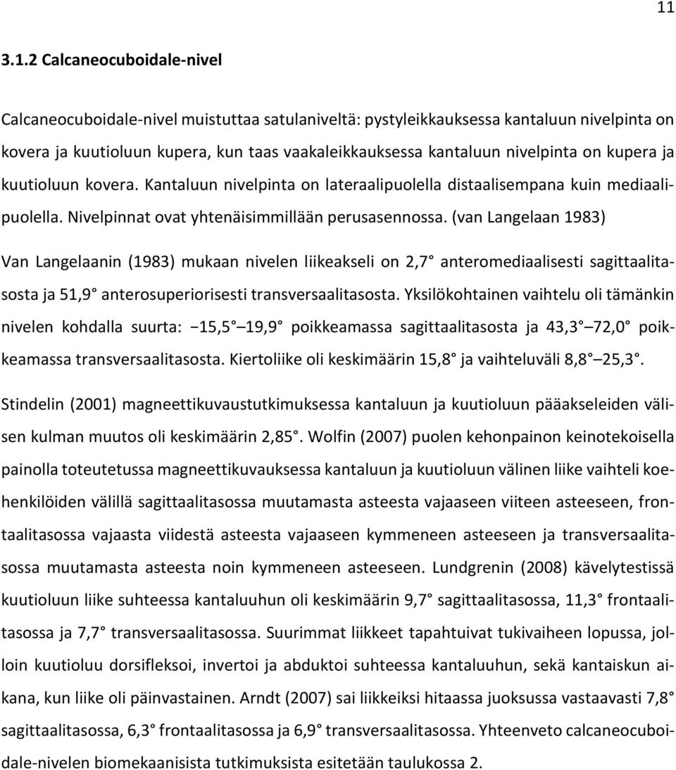 (van Langelaan 1983) Van Langelaanin (1983) mukaan nivelen liikeakseli on 2,7 anteromediaalisesti sagittaalitasosta ja 51,9 anterosuperiorisesti transversaalitasosta.