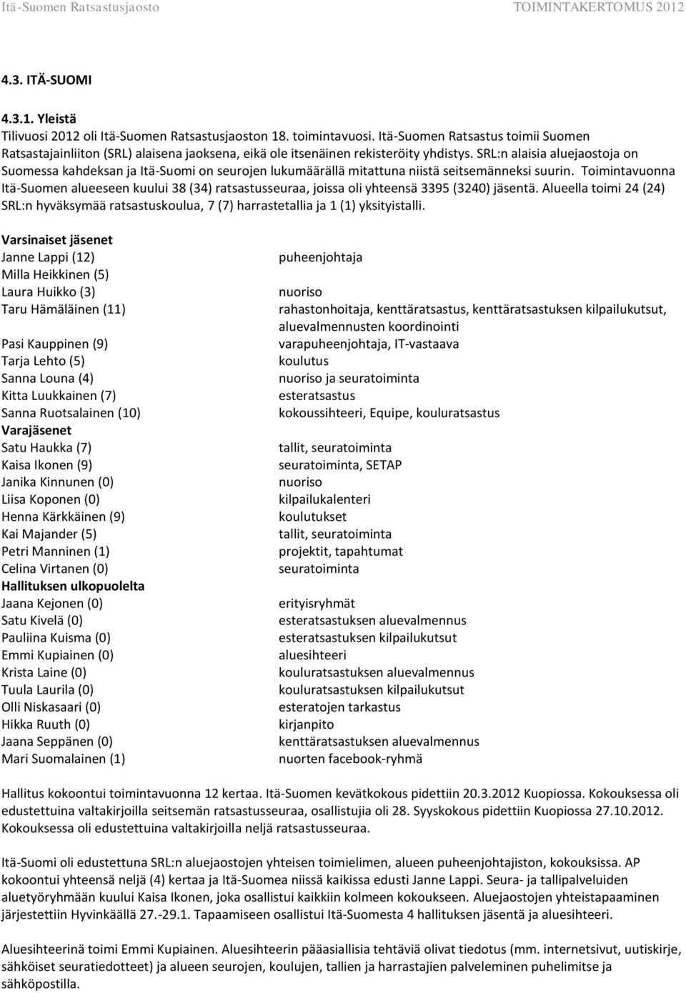 SRL:n alaisia aluejaostoja on Suomessa kahdeksan ja Itä-Suomi on seurojen lukumäärällä mitattuna niistä seitsemänneksi suurin.