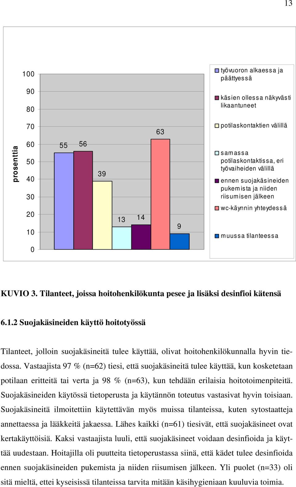 Tilanteet, joissa hoitohenkilökunta pesee ja lisäksi desinfioi kätensä 6.1.