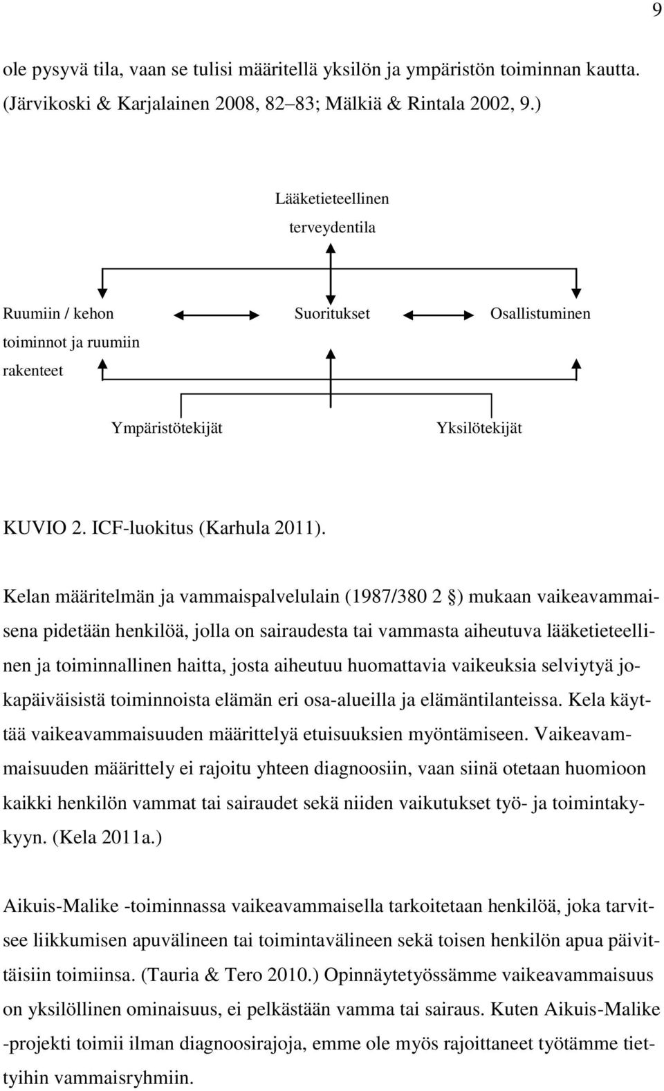 Kelan määritelmän ja vammaispalvelulain (1987/380 2 ) mukaan vaikeavammaisena pidetään henkilöä, jolla on sairaudesta tai vammasta aiheutuva lääketieteellinen ja toiminnallinen haitta, josta aiheutuu