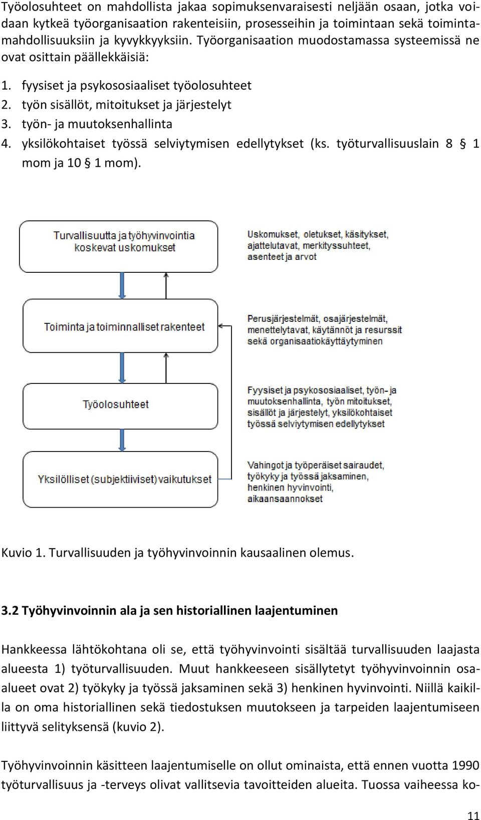 yksilökohtaiset työssä selviytymisen edellytykset (ks. työturvallisuuslain 8 1 mom ja 10 1 mom). Kuvio 1. Turvallisuuden ja työhyvinvoinnin kausaalinen olemus. 3.