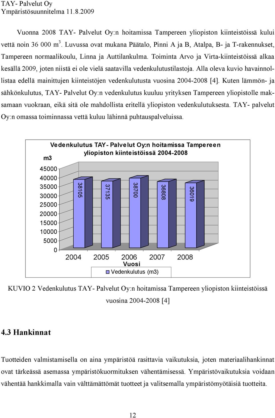 Toiminta Arvo ja Virta kiinteistöissä alkaa kesällä 2009, joten niistä ei ole vielä saatavilla vedenkulutustilastoja.