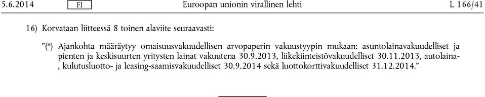 keskisuurten yritysten lainat vakuutena 30.9.2013, liikekiinteistövakuudelliset 30.11.