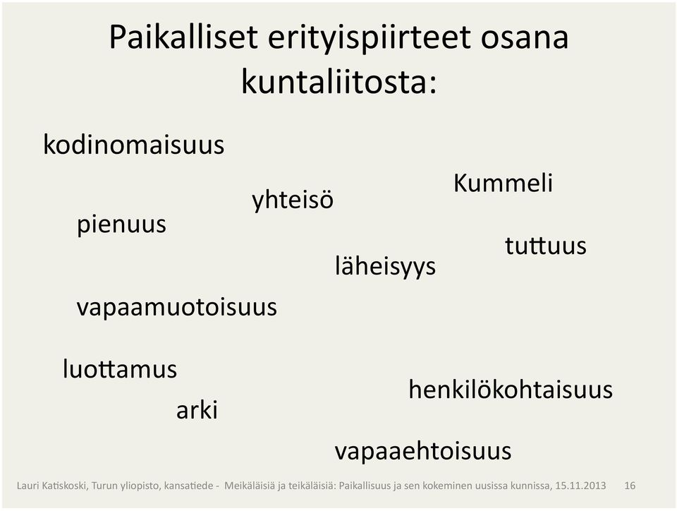 pienuus läheisyys vapaamuotoisuus Kummeli