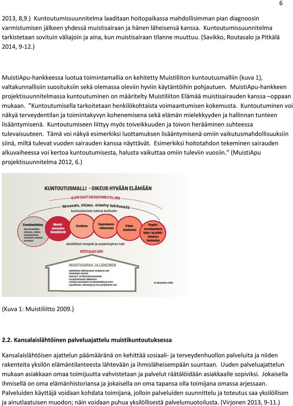 ) 6 MuistiApu-hankkeessa luotua toimintamallia on kehitetty Muistiliiton kuntoutusmalliin (kuva 1), valtakunnallisiin suosituksiin sekä olemassa oleviin hyviin käytäntöihin pohjautuen.