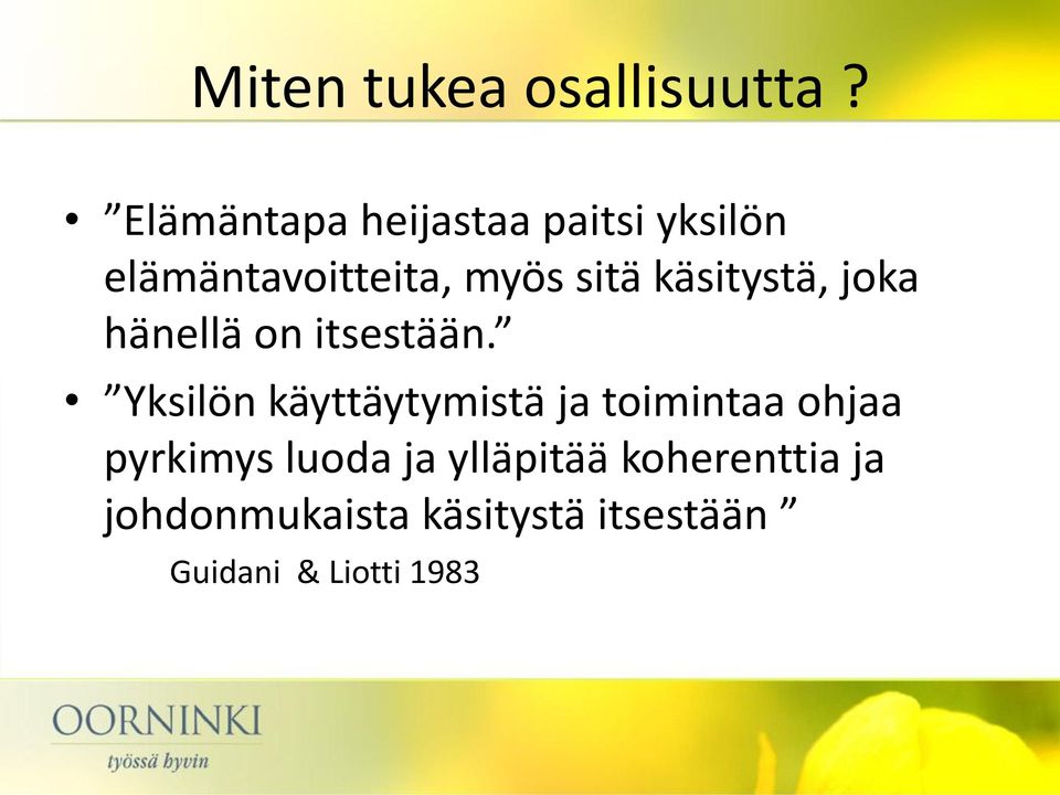 käsitystä, joka hänellä on itsestään.