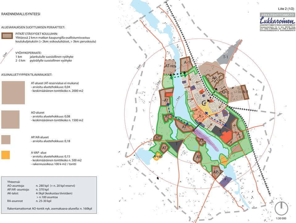 aluetehokkuus: 0,08 - keskiääräinen tonttikoko n. 1500 2 C AP/AR-alueet - arvioitu aluetehokkuus: 0,18 A-VAP -alue - arvioitu aluetehokkuus: 0,15 - keskiääräinen tonttikoko n.