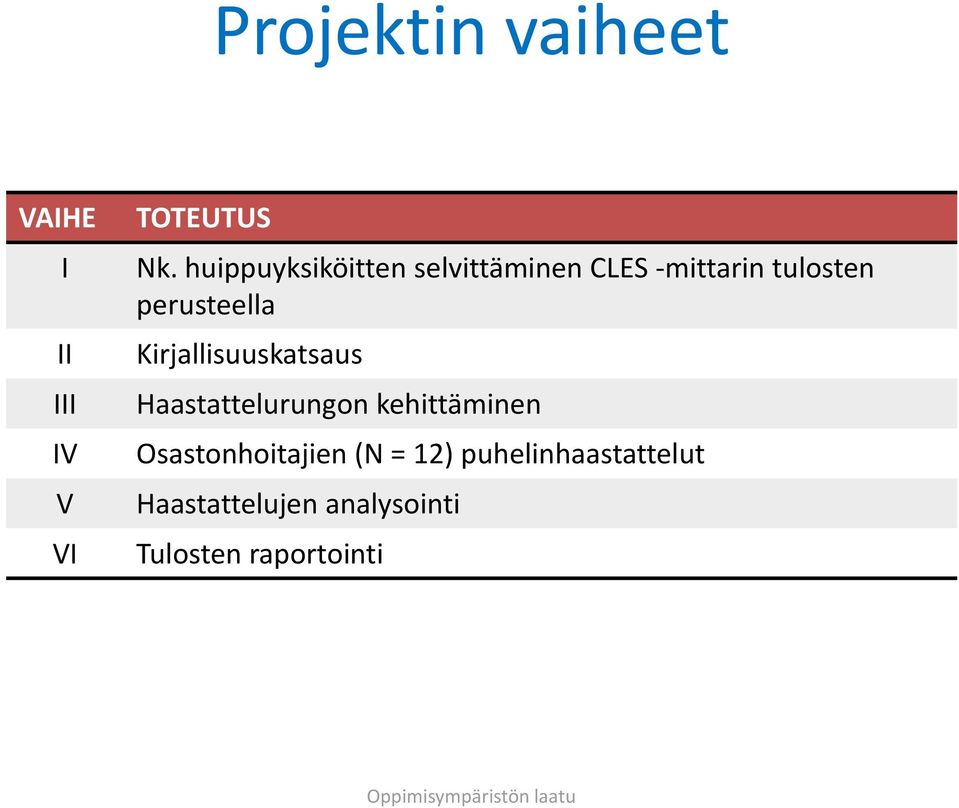 perusteella Kirjallisuuskatsaus Haastattelurungon kehittäminen