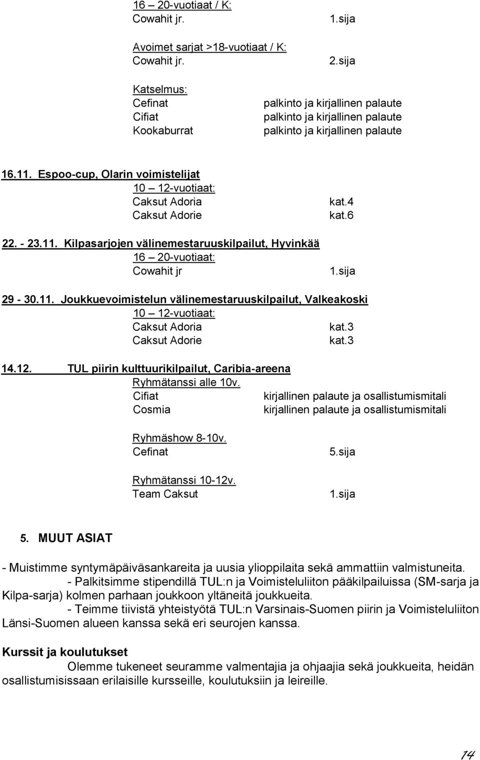 3 Caksut Adorie kat.3 14.12. TUL piirin kulttuurikilpailut, Caribia-areena Ryhmätanssi alle 10v.