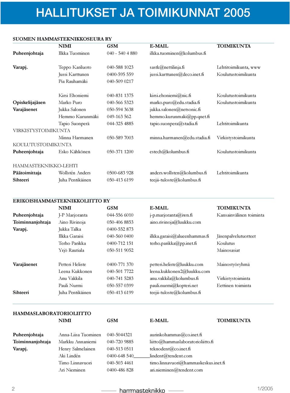 fi Koulutustoimikunta Pia Rauhamäki 040-509 0217 Kirsi Ehoniemi 040-831 1375 kirsi.ehoniemi@nic.fi Koulutustoimikunta Opiskelijajäsen Marko Puro 040-566 5323 marko.puro@edu.stadia.