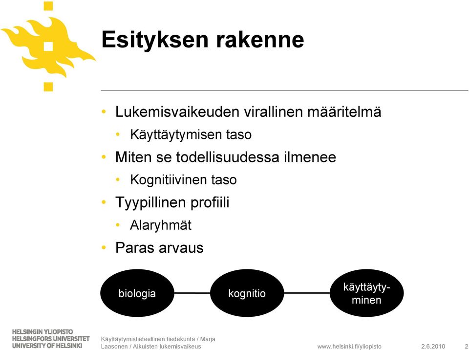 Kognitiivinen taso Tyypillinen profiili Alaryhmät Paras