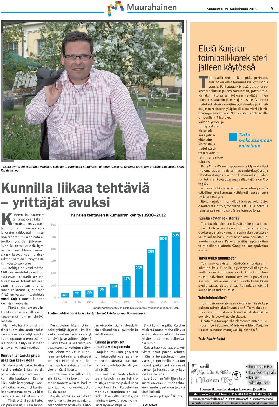 Tammikuussa 2013 julkaistun valtiovarainministeriön raportin mukaan niitä oli tuolloin 535. Sen jälkeenkin kunnille on tullut vielä kymmeniä uusia tehtäviä.