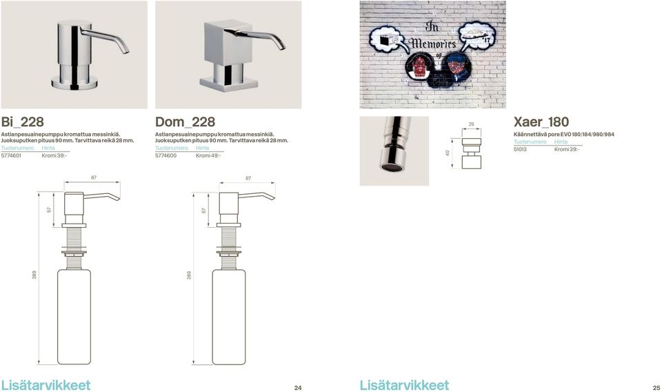 5774601 Kromi 39:- Dom 228 Astianpesuainepumppu kromattua messinkiä.