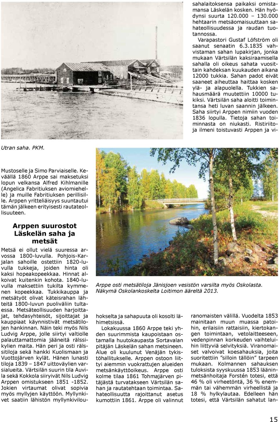 Näkymä Oskolankoskelta Loitimon ääreltä 2013. Metsä ei ollut vielä suuressa arvossa 1800-luvulla. Pohjois-Karjalan sahoille ostettiin 1820-luvulla tukkeja, joiden hinta oli kaksi hopeakopeekkaa.