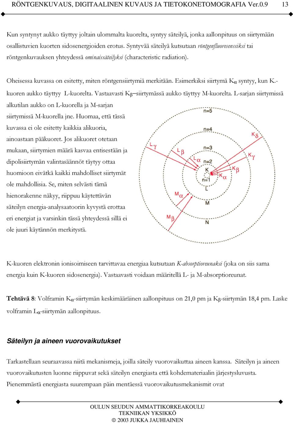 1 %"$ β 1"A; α 1 Säteilyn