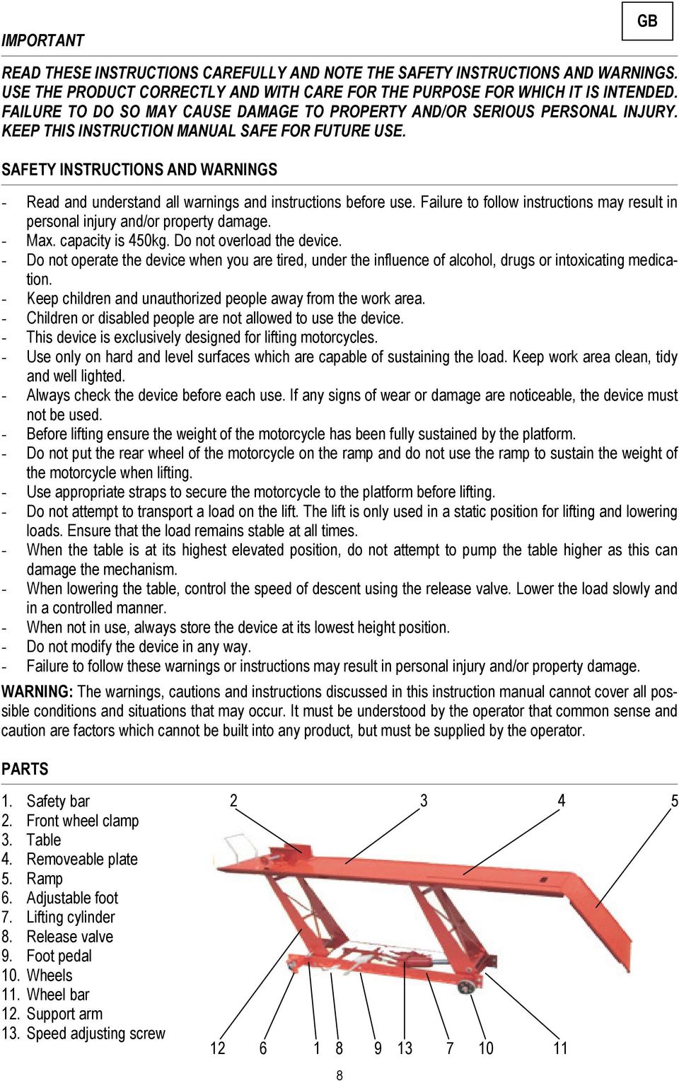 SAFETY INSTRUCTIONS AND WARNINGS - Read and understand all warnings and instructions before use. Failure to follow instructions may result in personal injury and/or property damage. - Max.