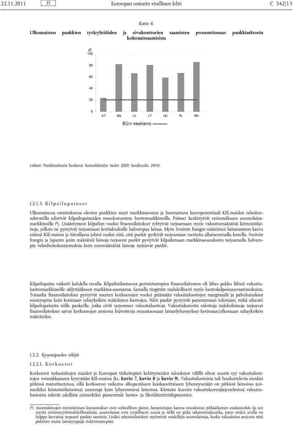 K i l p a i l u p a i n e e t Ulkomaisessa omistuksessa olevien pankkien suuri markkinaosuus ja huomattava kasvupotentiaali KIE-maiden rahoitussektoreilla edistivät kilpailupaineiden muodostumista