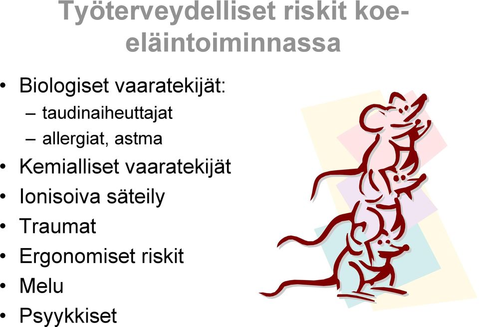 allergiat, astma Kemialliset vaaratekijät